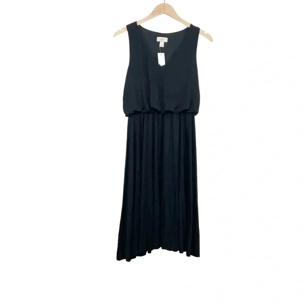 Ann Taylor Loft Black Sleeveless Dress Stretchy Knit Size Small